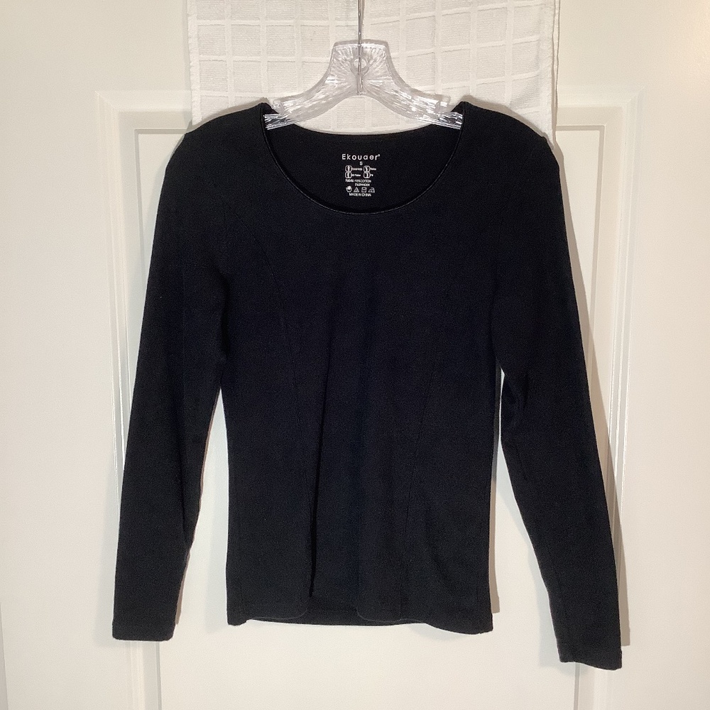 Ekouaer Ladies Pullover Top Black Size S